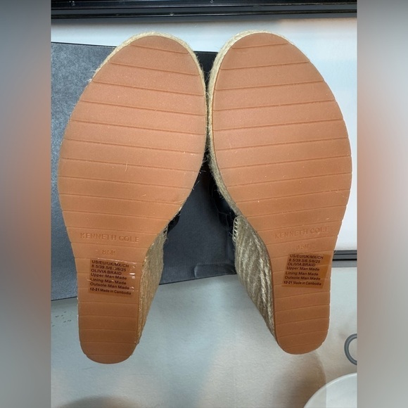 NWT NIB Kenneth Cole Olivia Braid Braided Open Toe Wedge Sandals Black Size 8.5 - Picture 6 of 7